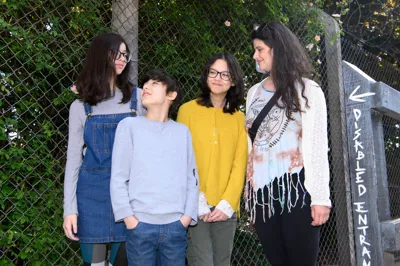 A family smile at each other